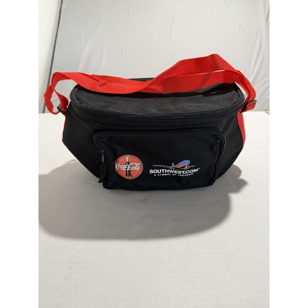 coca cola x southwest airlines black and red 3 compartment cooler, collectible